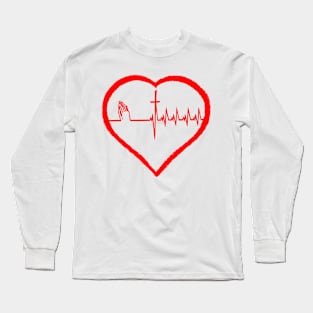 Christianity, Heartbeat icon, cross, heart & prayer Long Sleeve T-Shirt